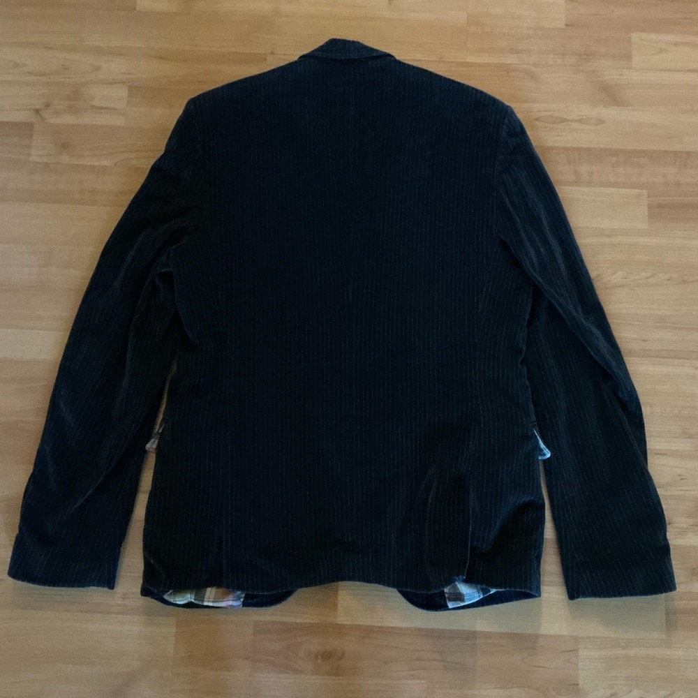 Drykorn Oslo Pinstripe Blazer 54 /44R Black Velvet Cotton Sport Coat Plaid Lined - Picture 2 of 11
